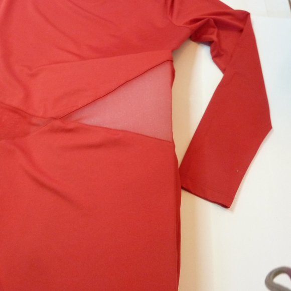 BLVD Collection Women's Red Dress with Peek-a-boo Sides, Long Sleeve - Picture 8 of 8